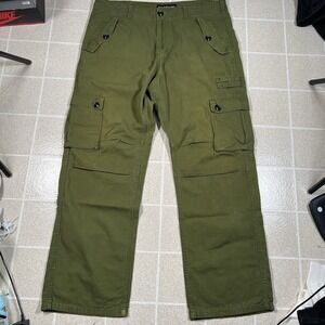 Rocawear Olive Cargo Pants Baggy Military Paratrooper Y2K Grunge Wide Leg Sz 40